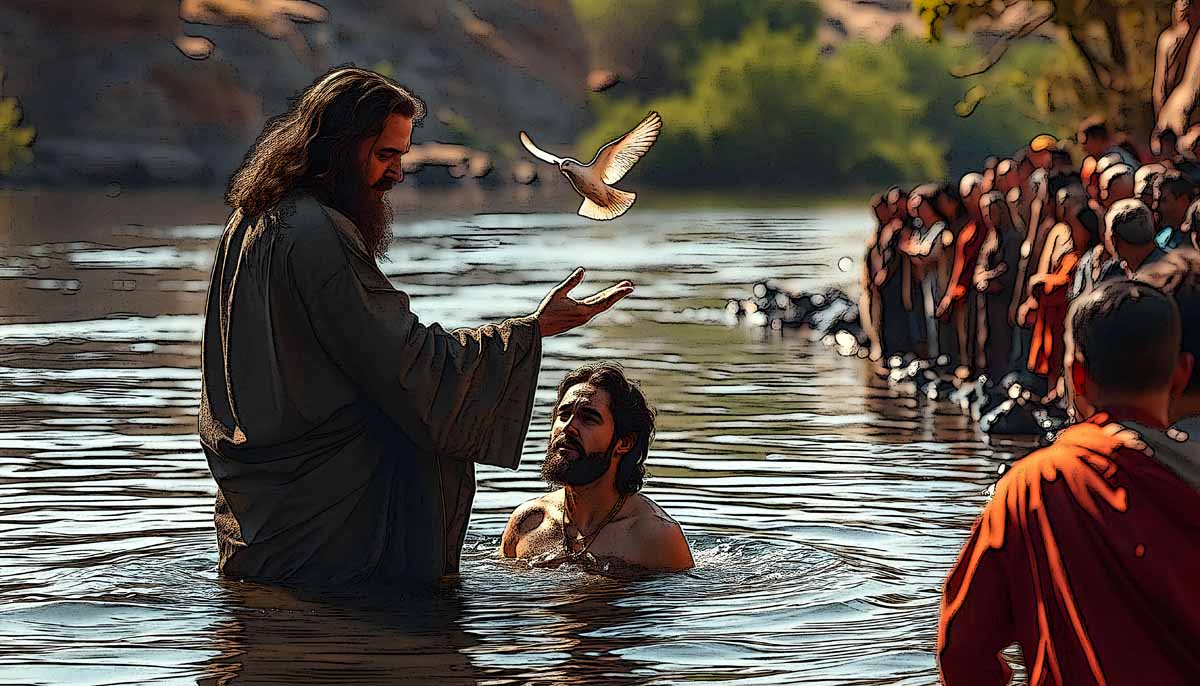 Johannes tauft Jesus im Jordan